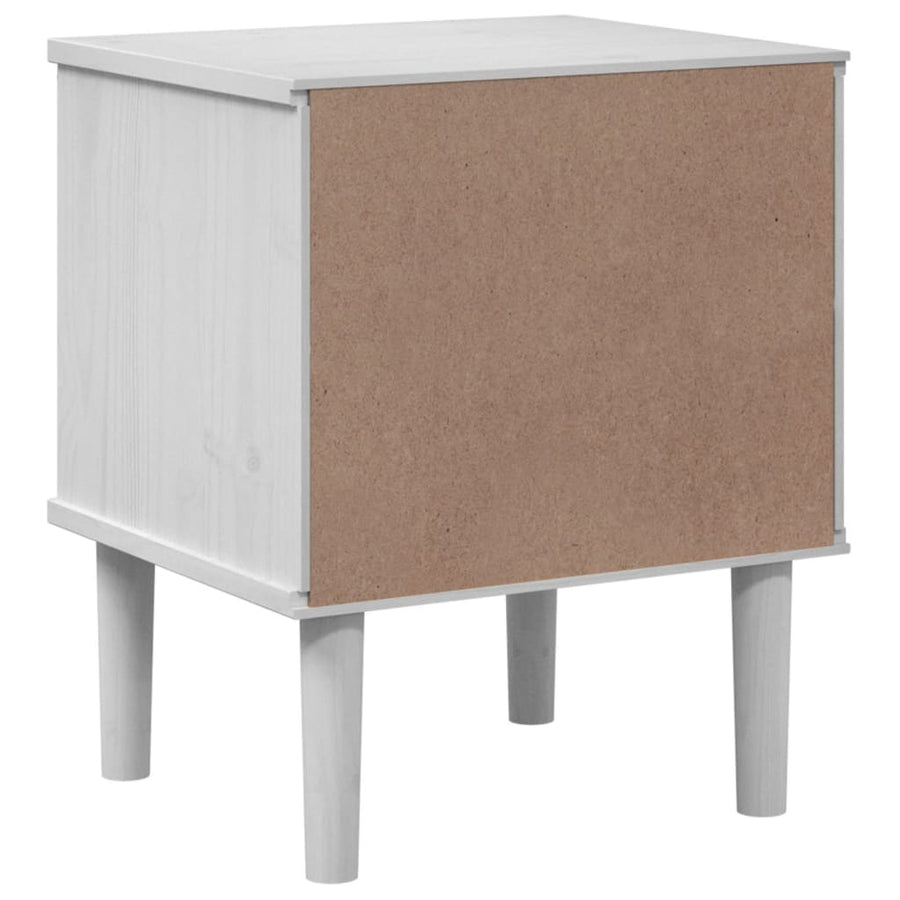 Nachtkastje Senja Rattan-Look 40X35X48 Cm Grenenhout Wit