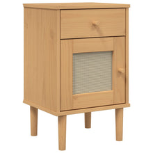 Nachtkastje Senja Rattan-Look 40X35X65 Cm Grenenhout Bruin