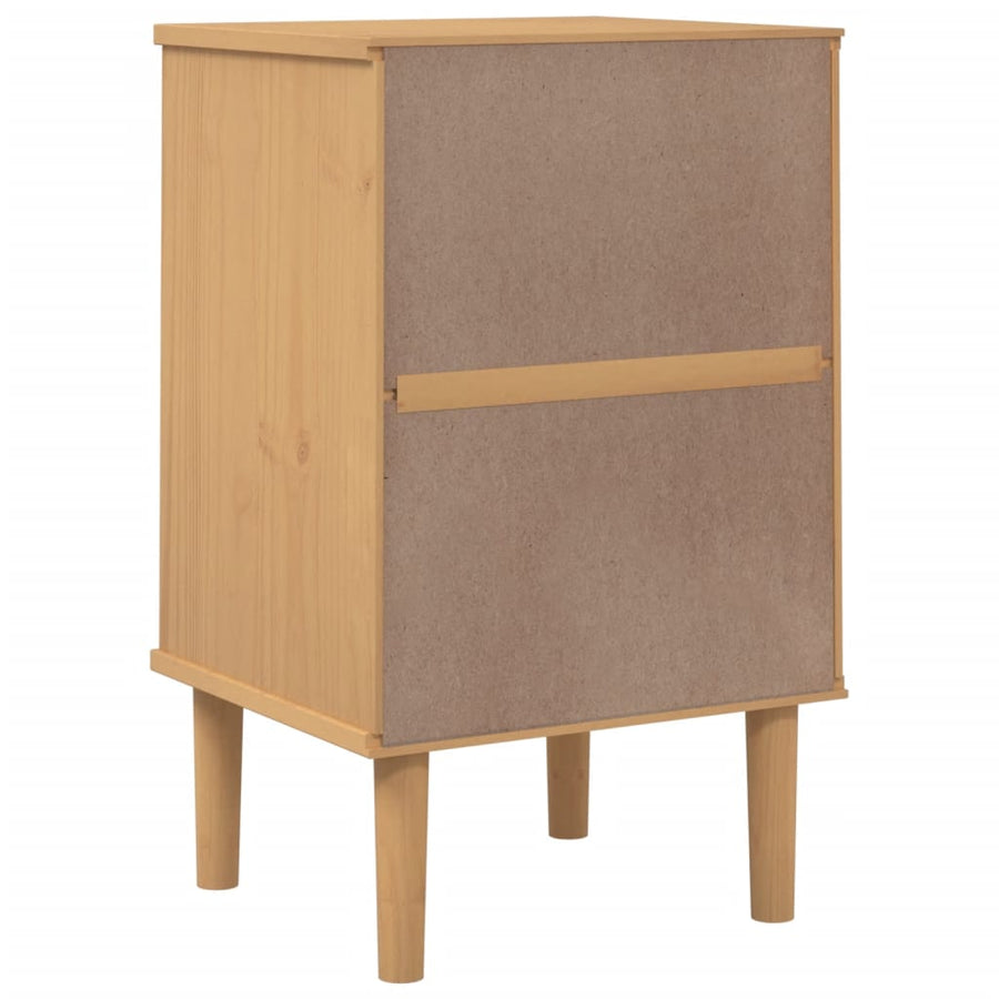 Nachtkastje Senja Rattan-Look 40X35X65 Cm Grenenhout Bruin