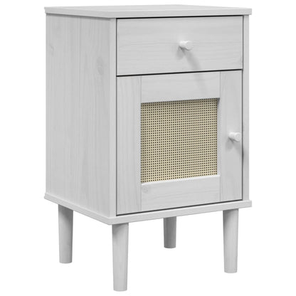 Nachtkastje SENJA rattan-look 40x35x65 cm grenenhout wit