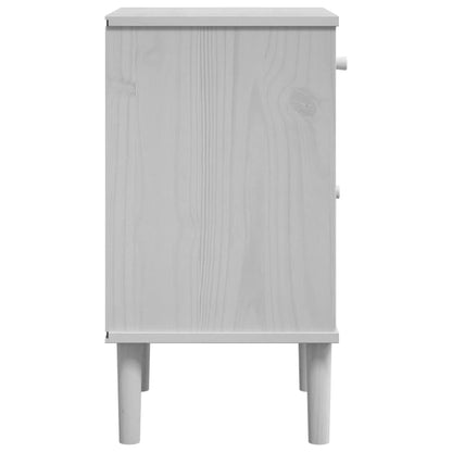 Nachtkastje SENJA rattan-look 40x35x65 cm grenenhout wit