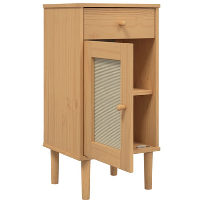 Dressoir Senja Rattan-Look 80X35X80 Cm Massief Grenenhout Bruin
