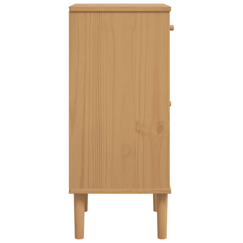 Dressoir Senja Rattan-Look 80X35X80 Cm Massief Grenenhout Bruin