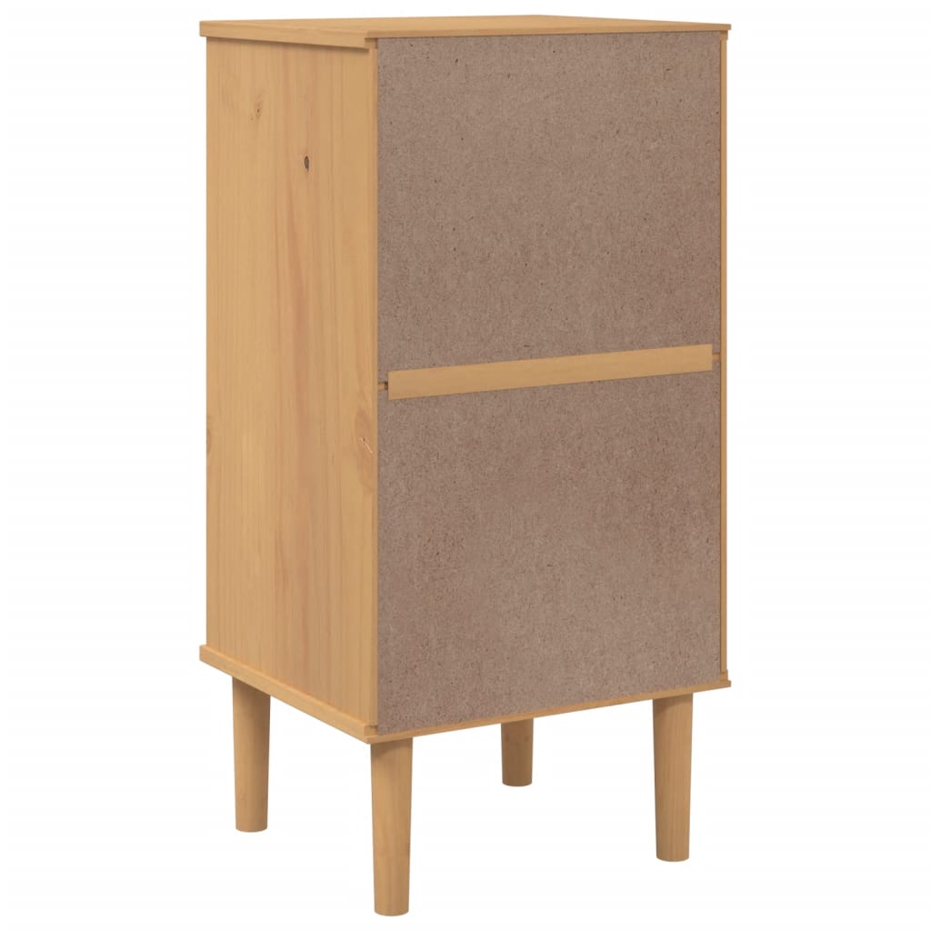 Dressoir Senja Rattan-Look 80X35X80 Cm Massief Grenenhout Bruin