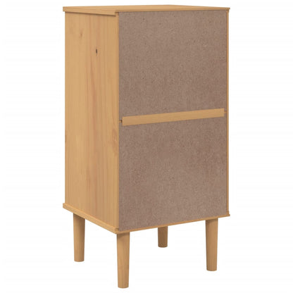 Dressoir Senja Rattan-Look 80X35X80 Cm Massief Grenenhout Bruin