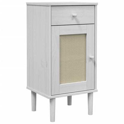 Nachtkastje Senja Rattan-Look 40X35X80 Cm Grenenhout Wit