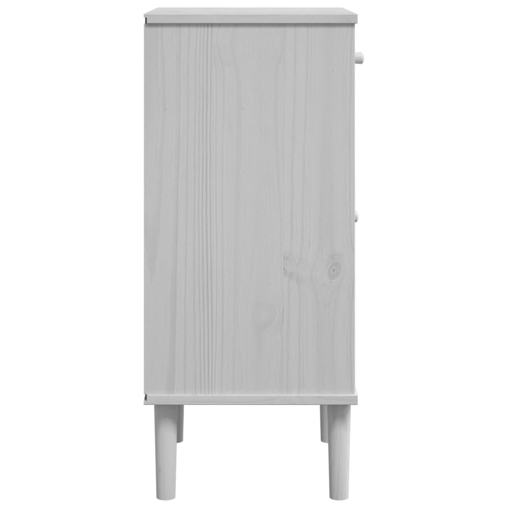 Nachtkastje Senja Rattan-Look 40X35X80 Cm Grenenhout Wit