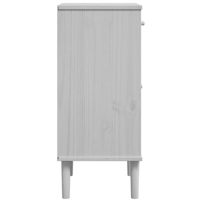 Nachtkastje Senja Rattan-Look 40X35X80 Cm Grenenhout Wit