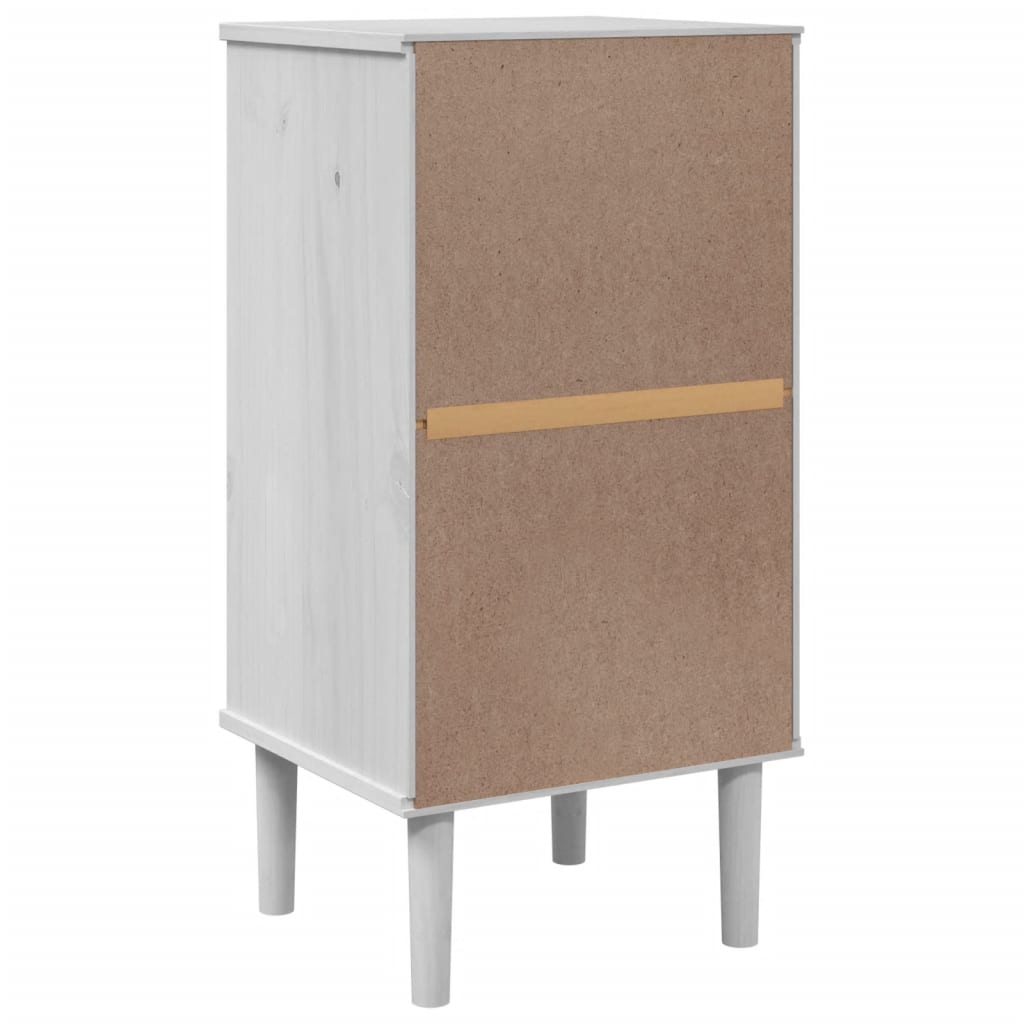 Nachtkastje Senja Rattan-Look 40X35X80 Cm Grenenhout Wit