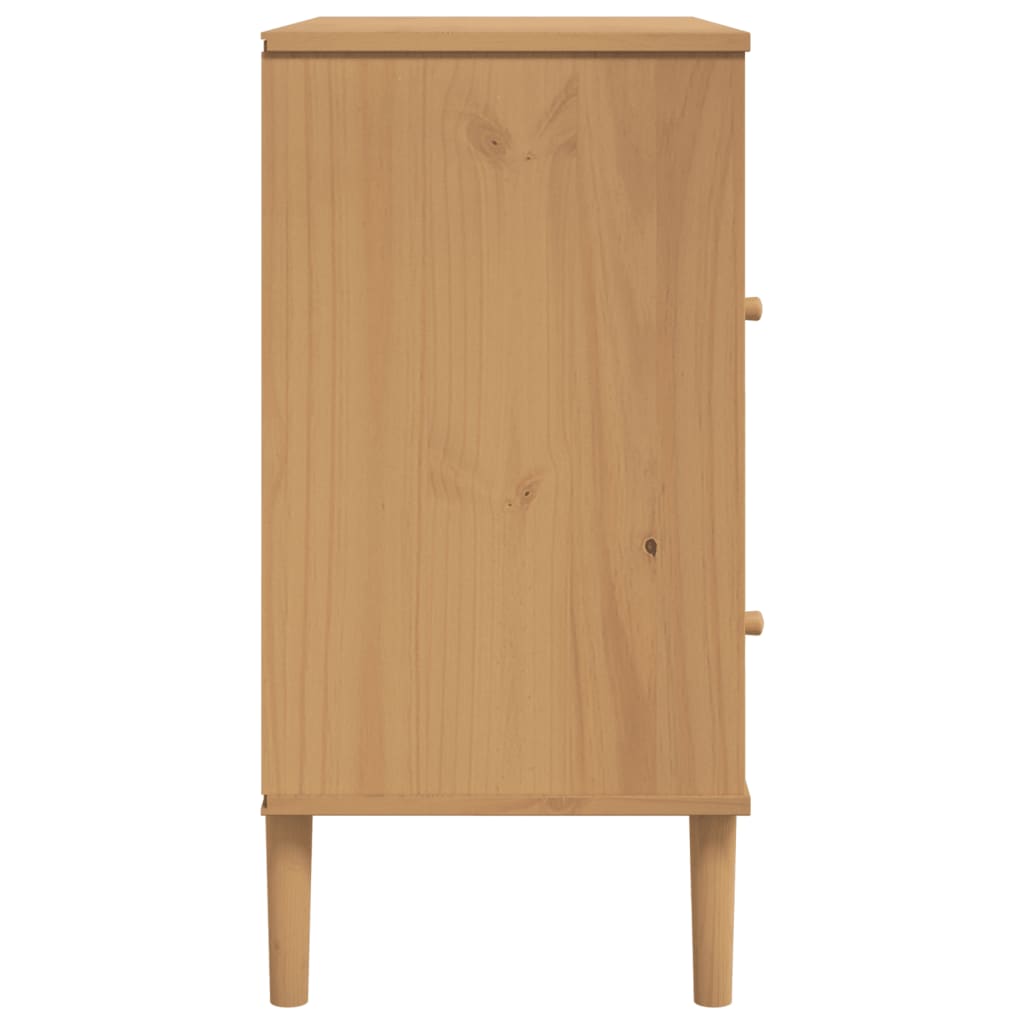 Dressoir Senja Rattan-Look 80X40X80 Cm Massief Grenenhout Bruin