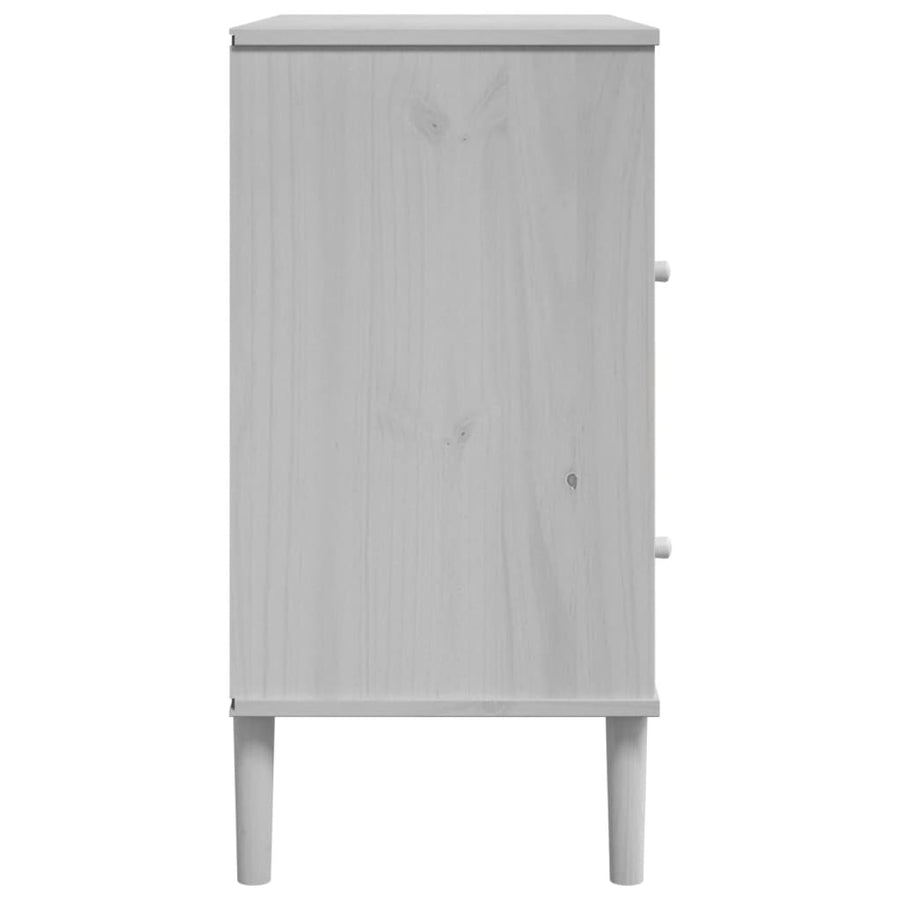 Dressoir Senja Rattan-Look 80X40X80 Cm Massief Grenenhout Wit