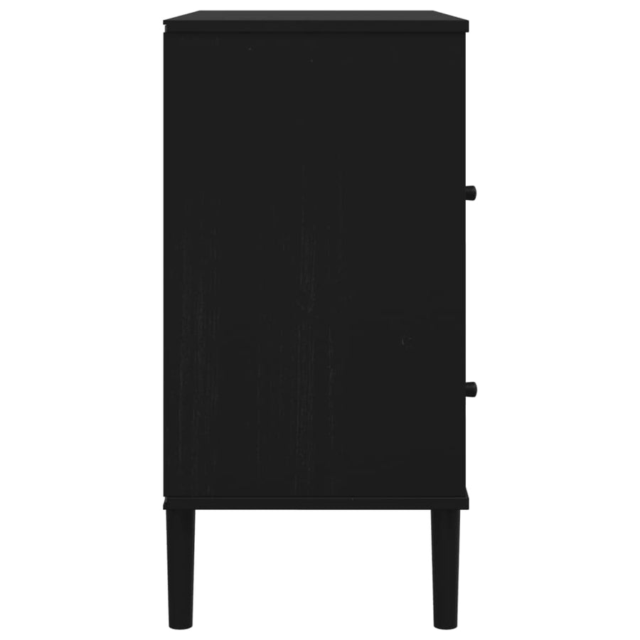 Dressoir Senja Rattan-Look 80X40X80 Cm Massief Grenenhout Zwart