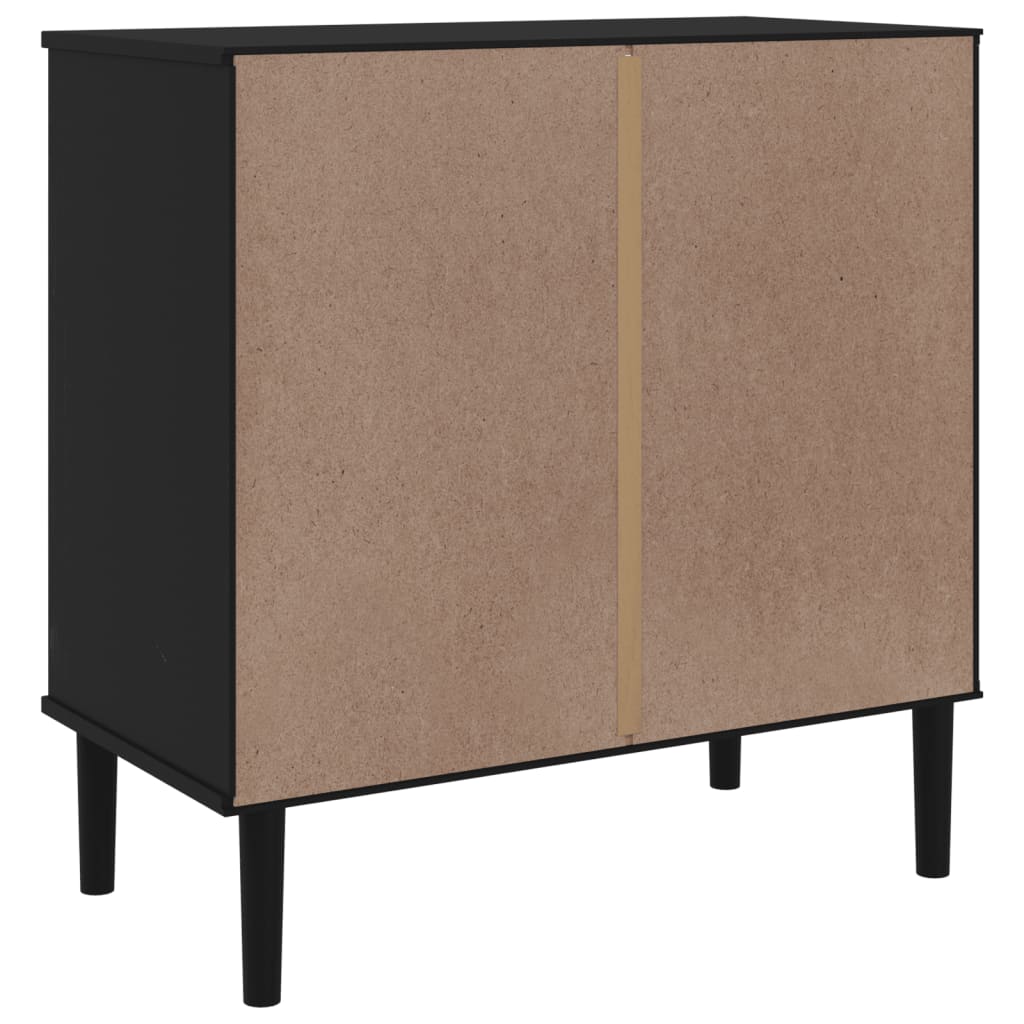 Dressoir Senja Rattan-Look 80X40X80 Cm Massief Grenenhout Zwart