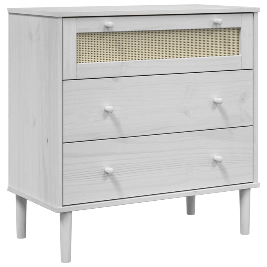 Ladekast Senja Rattan-Look 80X40X80 Cm Massief Grenenhout Wit