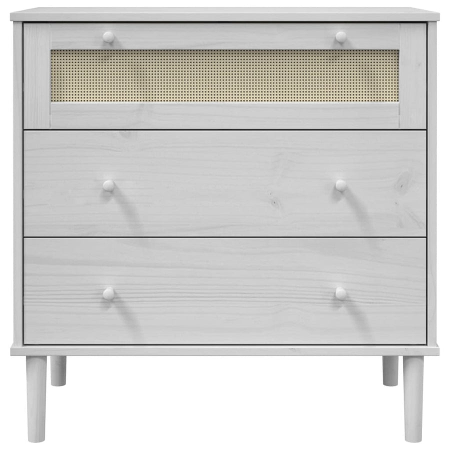 Ladekast Senja Rattan-Look 80X40X80 Cm Massief Grenenhout Wit