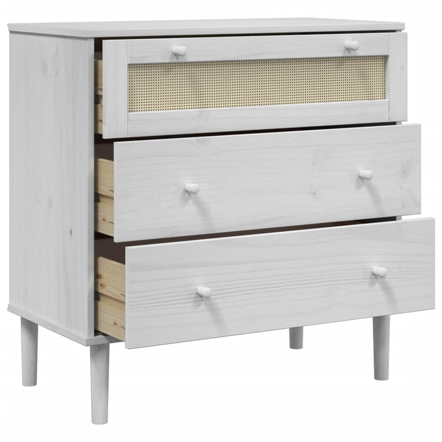Ladekast Senja Rattan-Look 80X40X80 Cm Massief Grenenhout Wit