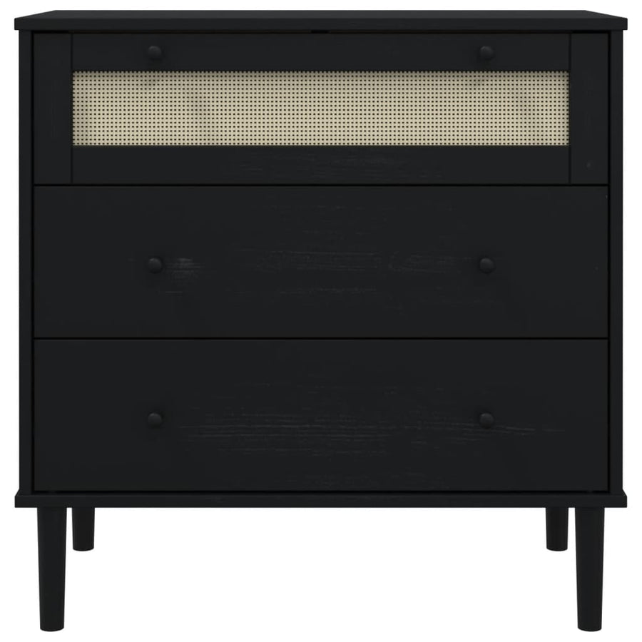 Ladekast Senja Rattan-Look 80X40X80 Cm Massief Grenenhout Zwart