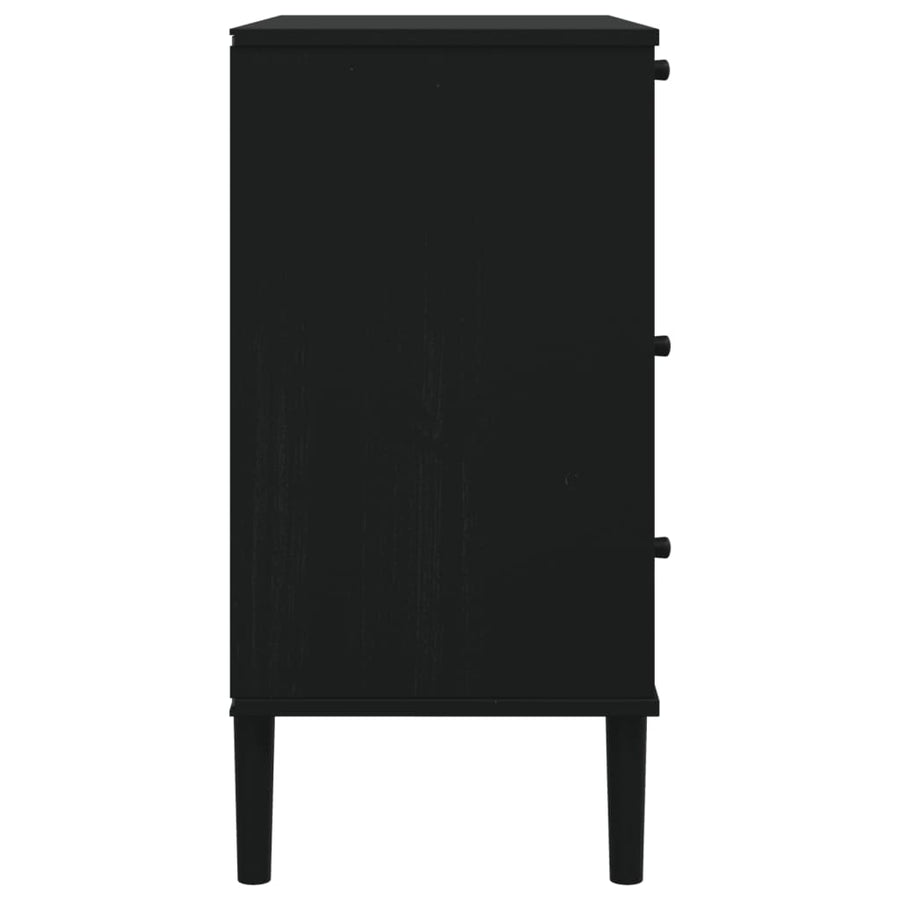 Ladekast Senja Rattan-Look 80X40X80 Cm Massief Grenenhout Zwart