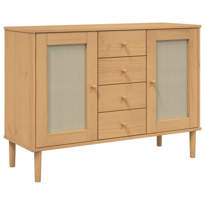 Dressoir Senja Rattan-Look 2X40X80 Cm Grenenhout Bruin