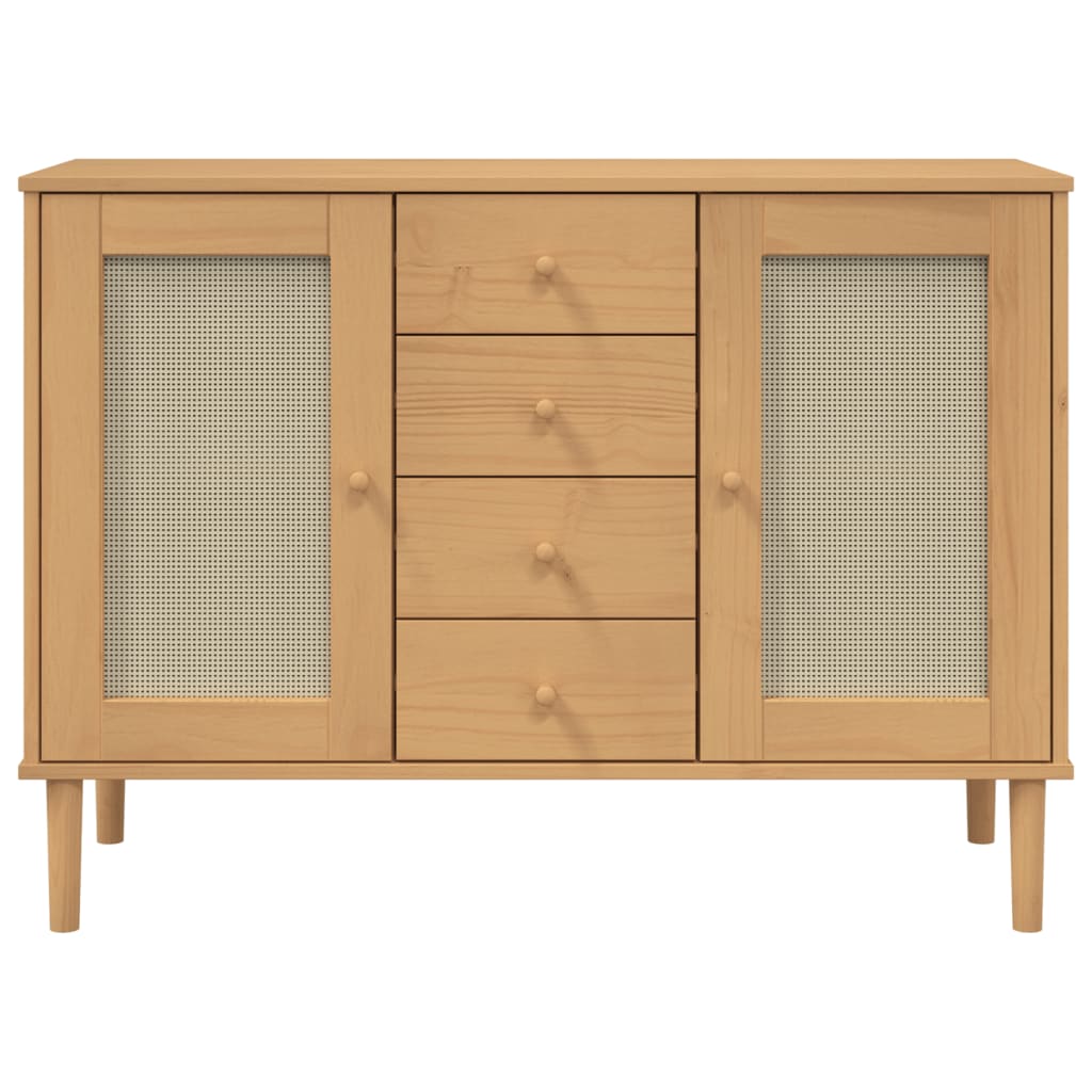 Dressoir Senja Rattan-Look 2X40X80 Cm Grenenhout Bruin