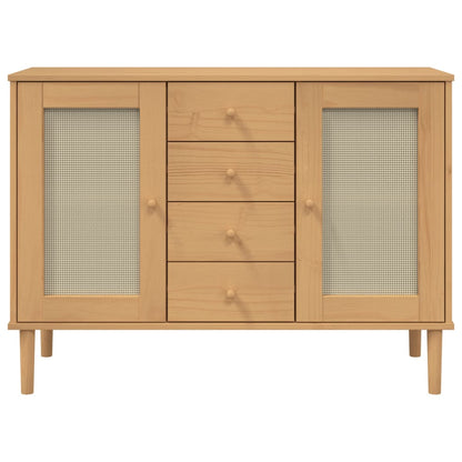 Dressoir Senja Rattan-Look 2X40X80 Cm Grenenhout Bruin