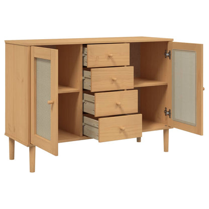 Dressoir Senja Rattan-Look 2X40X80 Cm Grenenhout Bruin