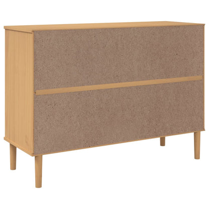 Dressoir Senja Rattan-Look 2X40X80 Cm Grenenhout Bruin