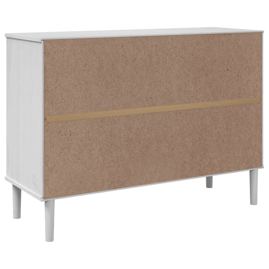 Dressoir Senja Rattan-Look 2X40X80 Cm Massief Grenenhout Wit