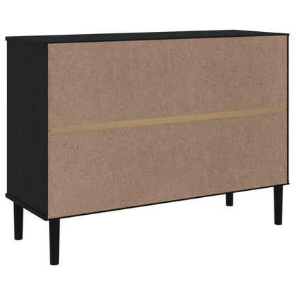 Dressoir Senja Rattan-Look 2X40X80 Cm Grenenhout Zwart