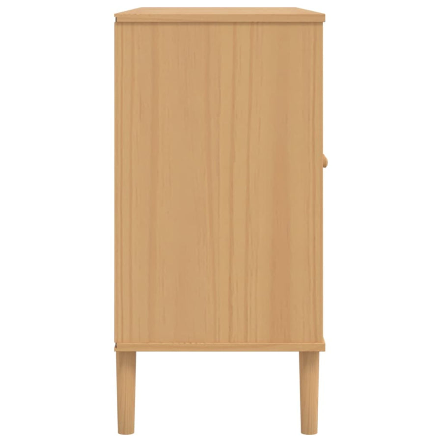 Dressoir Senja 112X40X80 Cm Rattan Massief Grenenhout Bruin
