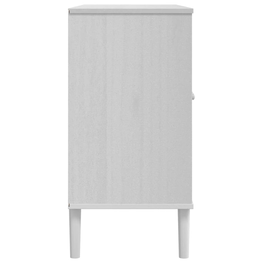 Dressoir Senja 112X40X80 Cm Rattan Look Massief Grenenhout Wit