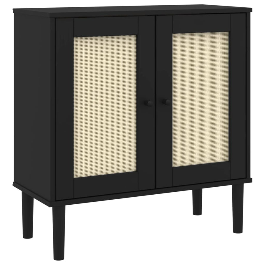 Dressoir SENJA 80x35x80 cm rattan look massief grenenhout zwart