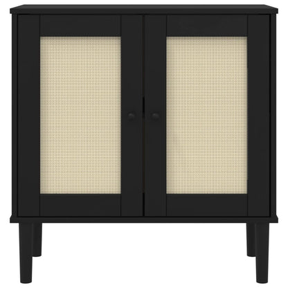 Dressoir SENJA 80x35x80 cm rattan look massief grenenhout zwart