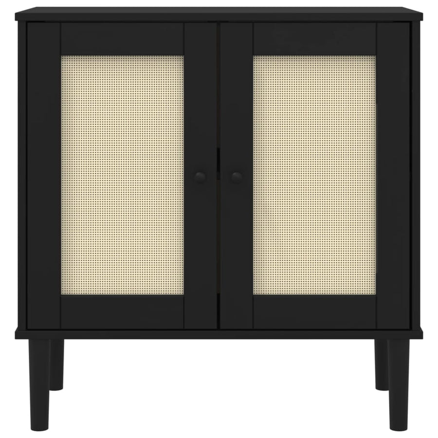 Dressoir SENJA 80x35x80 cm rattan look massief grenenhout zwart