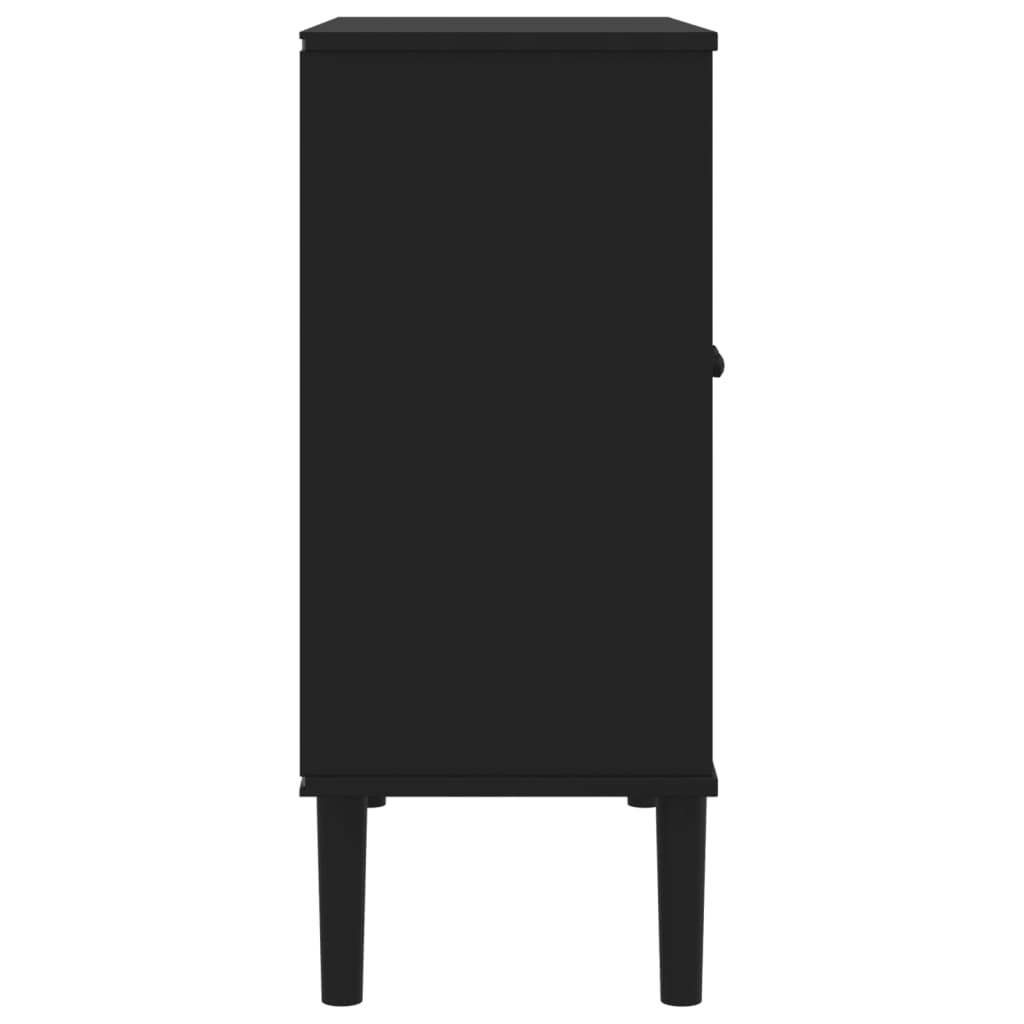 Dressoir SENJA 80x35x80 cm rattan look massief grenenhout zwart