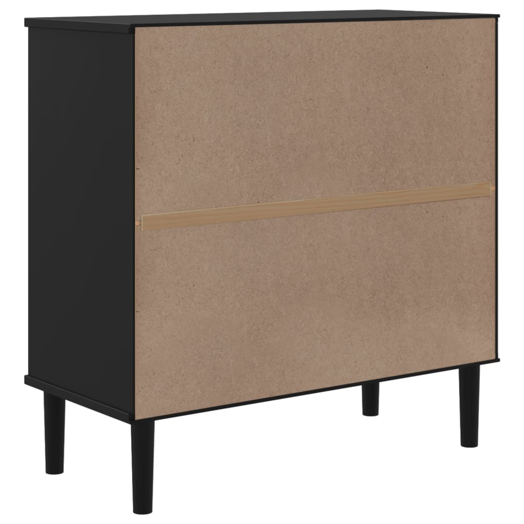Dressoir SENJA 80x35x80 cm rattan look massief grenenhout zwart