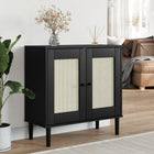 Dressoir 80x35x80 cm massief grenenhout poly rattan zwart
