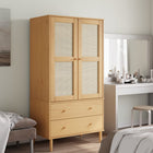 Wardrobe Senja 90x55x175 cm Rattan Look Pine Wood Brown