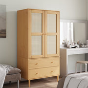 Kledingkast 90x55x175 cm grenenhout look bruin rattan