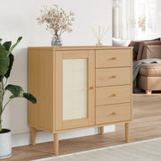 Sideboard SENJA 80x40x80 cm Poly Rattan look solid pine brown