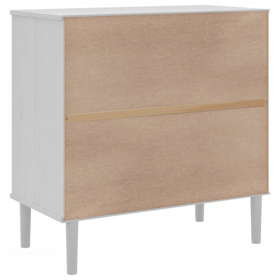 Dressoir Senja 80X40X80 Cm Rattan Look Massief Grenenhout Wit