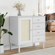 Sideboard SENJA 80x40x80 cm Poly Rattan look solid pine white