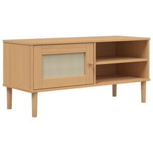 Tv-Meubel Senja 06X40X49 Cm Rattan Massief Grenenhout Bruin