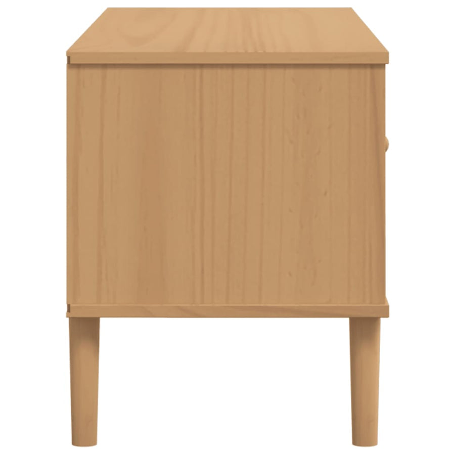 Tv-Meubel Senja 06X40X49 Cm Rattan Massief Grenenhout Bruin