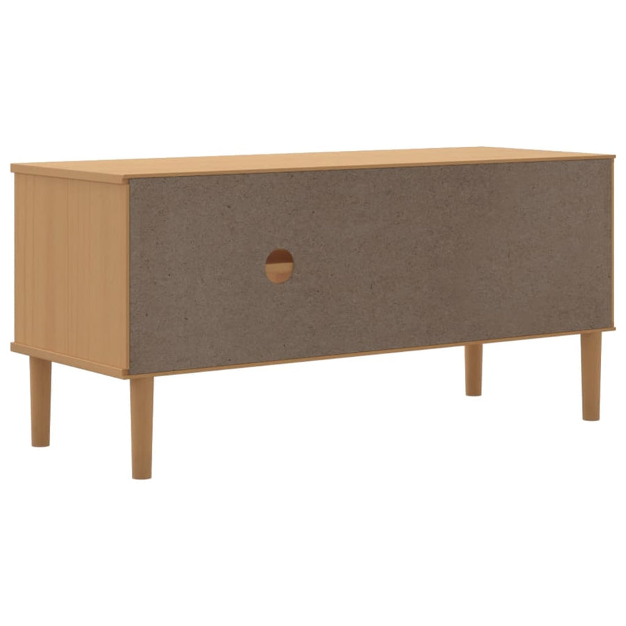 Tv-Meubel Senja 06X40X49 Cm Rattan Massief Grenenhout Bruin