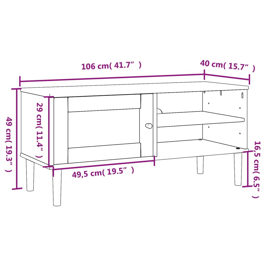 Tv-Meubel Senja 06X40X49 Cm Rattan Massief Grenenhout Wit