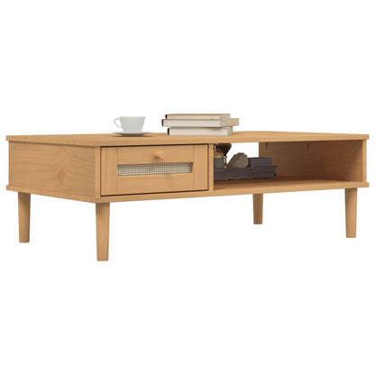 Salontafel Senja 100X55X33 Cm Rattan-Look Massief Hout Bruin