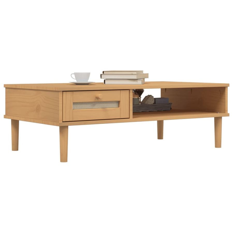 Salontafel Senja 100X55X33 Cm Rattan-Look Massief Hout Bruin