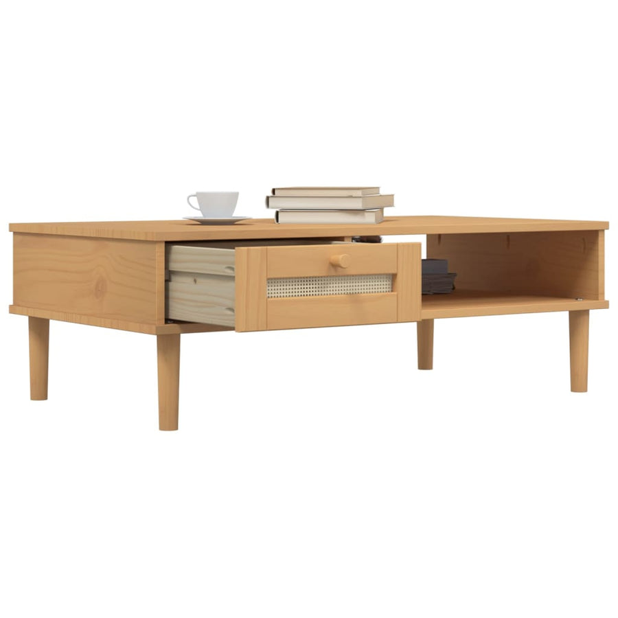 Salontafel Senja 100X55X33 Cm Rattan-Look Massief Hout Bruin