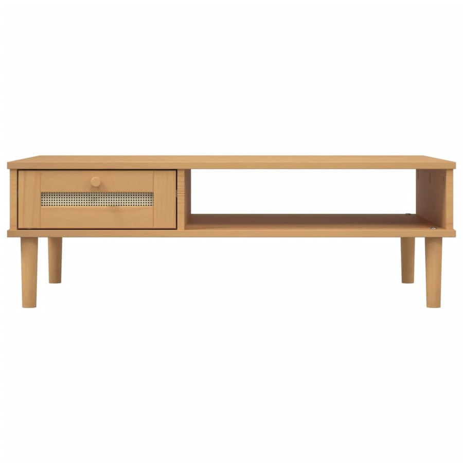 Salontafel Senja 100X55X33 Cm Rattan-Look Massief Hout Bruin